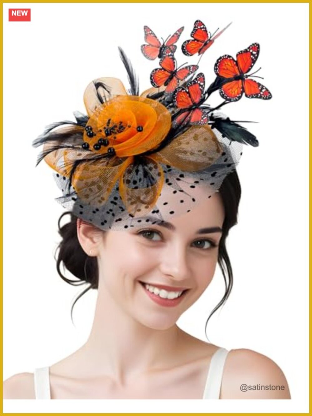 Butterfly Fascinator Headband Feather Hair Clip Tea Party 1920s Costume